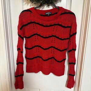 Freshman 1996 Red and Black Crochet Long-sleeved Top-XS